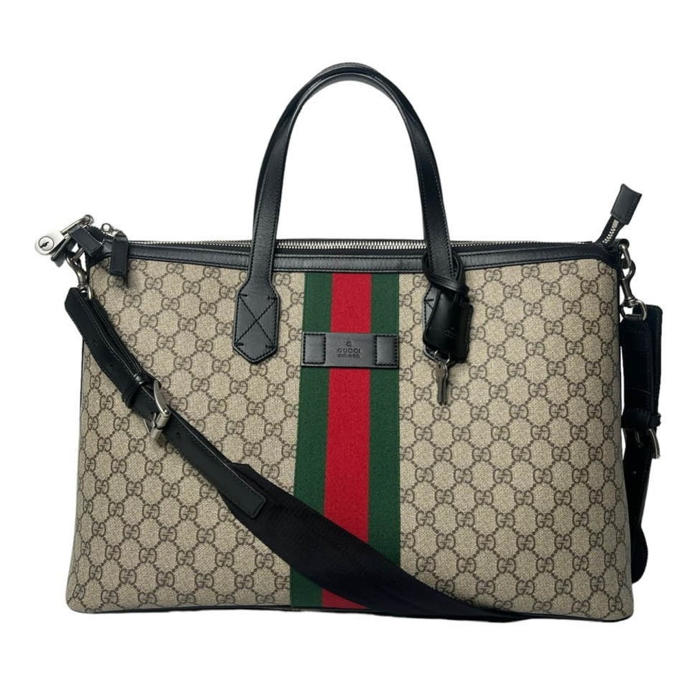 GUCCI • WEB GG SUPREME BAG W/ STRAP, LOCK & KEYS